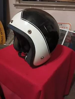 Vintage Motorcycle Helmet Unique Black And White Retro 🔥 Man Cave Original  • $45