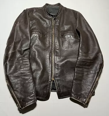 Vintage 60s Brooks Leather Cafe Racer Motorcycle Jacket Size 40 AI8 • $180