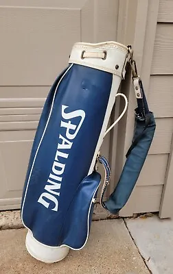 Vintage Spalding Golf Bag Blue And White Faux Leather Vinyl USA Made As Is • $50