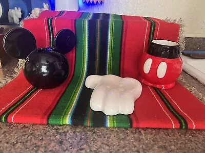 Rare Mickey Mouse Body Parts Bathroom SET Toothbrush Holder Soap Dish Ceramic • $98