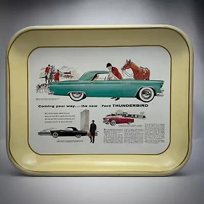 Vintage 1955 Ford Thunderbird Commemorative Advertisement Metal Tray USA 1977 • $18