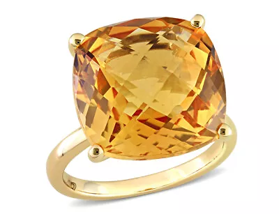 15.00 Carat (ctw) Cushion-Cut Citrine Ring In 14K Yellow Gold • $849