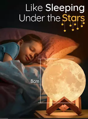 3D Moon Night Light Table Lamp USB Charging Remote Touch Control Home Decor Gift • $9.80