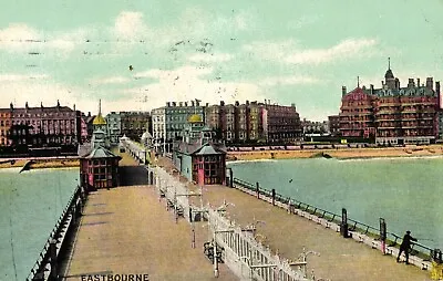 Eastbourne Sussex Postcard C1910 View Of Town From End Of Pier • £5.95