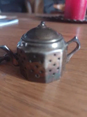 Vintage Small Metal Tea Infuser With Chain Teapot Shaped Reg No 883376 1950s • £10.50