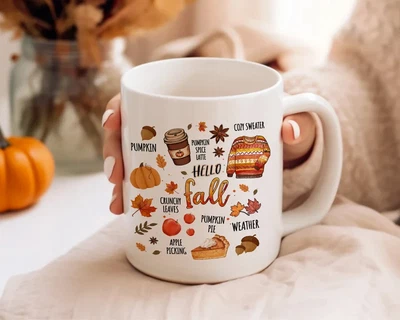 $6.99 • Buy Hello Fall Coffee Mug, Fall Mug, Pumpkin Spice Mug, Autumn Mug, Fall Cups