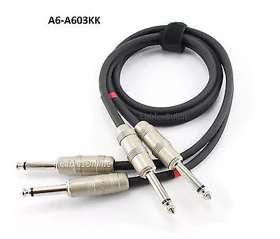 3ft Kirlin Dual 1/4  TS Mono Male To Male Plug Noise Free Black Audio Cable  • $10.99