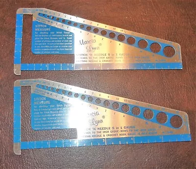 2 Vintag Metal Marcia Lynn Sewing & Knitting Stitch & Needle 5 In 1 Gauge Rulers • $17.95