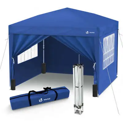 VOUNOT 3m X 3m Pop Up Gazebo With Sides & 4 Weight Bags & Carry Bag Blue • £95.99