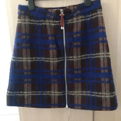 Acne Studios Prisca Modern Plaid Tartan Miniskirt With Front Zip Size 34  • $95