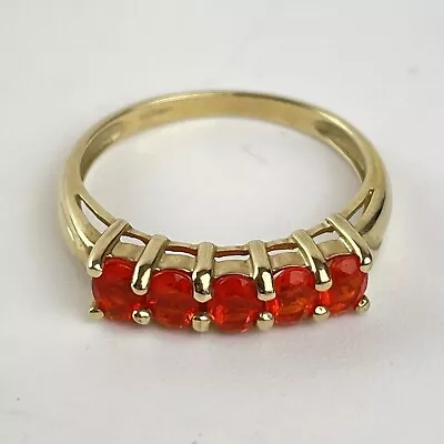 Vintage 9ct Yellow Gold Fire Opal Set Dress Ring Size N 1.9g • £149