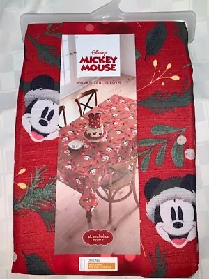 NEW Disney MICKEY MOUSE Christmas TABLECLOTH SANTA 60x84 Table Cover SHIP TODAY • $26.99