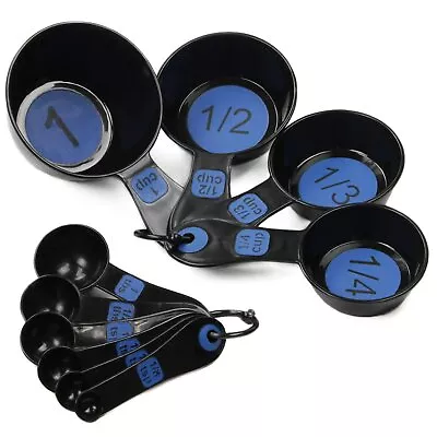 Chef Craft 10 Piece Easy Read Measuring Cups & Spoons Set - Black / Blue • $8.99