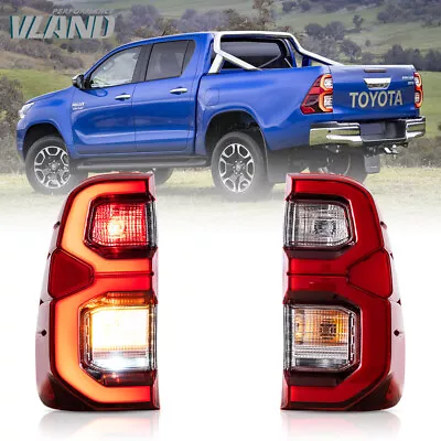 VLAND Full LED Tail Lights Smoked W/Startup Animation For 2015-2023 Toyota Hilux • $219.99