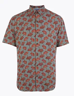 Marks & Spencer M&s Mens Limited Edition Poppy Print Shirt Bnwt Medium M • £25