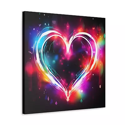 Love Heart Canvas Neon Colours Pretty Wall Art Decor • £14.99