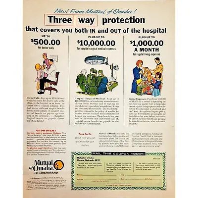 Mutual Of Omaha Health Insurance The Company That Pays Vintage 1969 Print Ad • $7.50