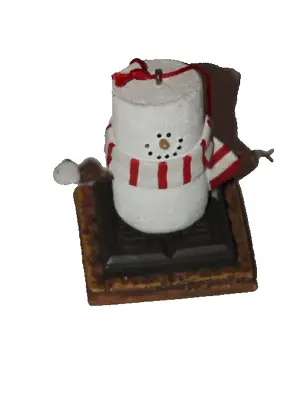 The Original S'mores Midwest Of Cannon Falls Snowman Striped Red Scarf Ornament • $10.49