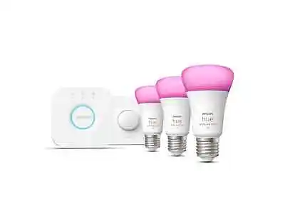 $298.97 • Buy Philips Hue | Smart Starter Kit | A60 | 1100 | E27 | Warm-to-cool White & Color