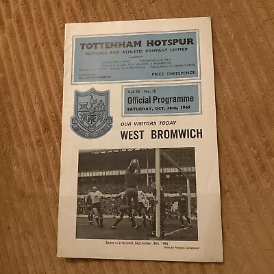 1965 TOTTENHAM HOTSPUR SPURS V WEST BROM WBA DIVISION 1 65/66 PROGRAMME VGC • £2.50