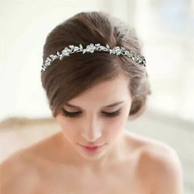 Crystal Tiara Bridal Wedding Pearl Pageants Hair Crown Bride Headband Rhinestone • £4.59