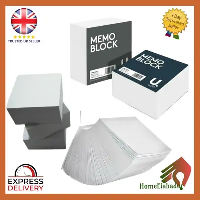 340 Square Plain Paper White Sheets Note Memo Pad Block Box Cube Holder Refill • £6.49