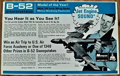 Vintage 1968 Monogram B-52 Stratofortress W/ Engine Sound Airplane Advertisement • $5.99