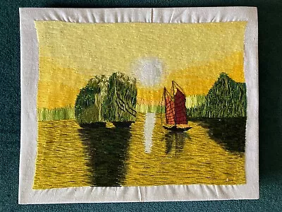 Vietnamese Embroidered Handmade Needlework Landscape Art Scene NIP • $20