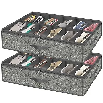 10-12 Pairs Under Bed Shoe Storage Organiser Closet Shoe Box Pockets Bags Home • £5.19