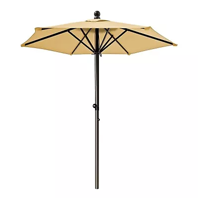 6.5ft Patio Pulley Umbrella With 6 Ribs Market Table Parasol Rope Pulley Outdoor • $60.88