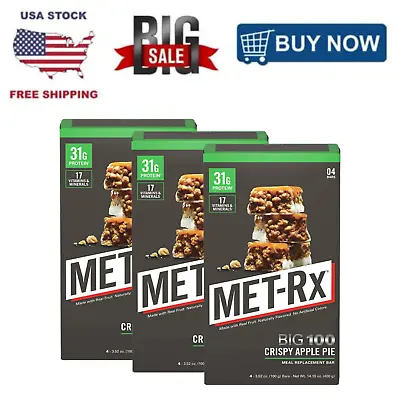 MET-Rx Big 100 Colossal Protein Bars Crispy Apple Pie Meal Replacement Bars 12ct • $25.59