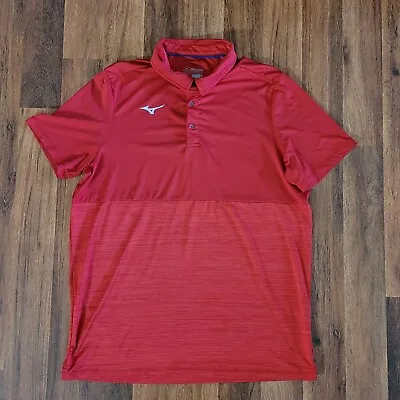 Mizuno Alpha Polo Shirt Adult Men Size  Large Red Short Sleeve Drylite Fabric • $18