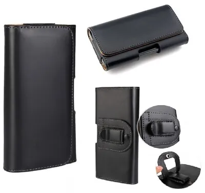 $16.36 • Buy For LG V40 V30 V20 Black Leather Tradesman Belt Buckle Clip Case Cover Pouch