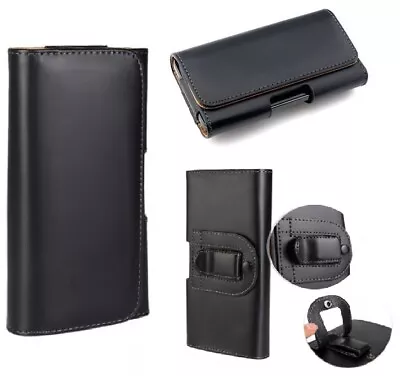 For LG V40 V30 V20 Black Leather Tradesman Belt Buckle Clip Case Cover Pouch • $14.36