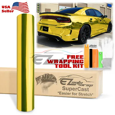 Supercast Chrome Gold Car Vinyl Wrap Easy Stretch Bubble Free Sticker Decal • $390