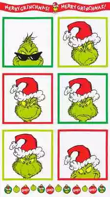 How The Grinch Stole Christmas Blocks Panel By Kaufman Seuss Fabric 24 X44  • $8.75