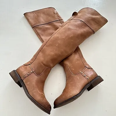 Franco Sarto Woman’s Rustic  Brown Leather Knee High Vintage Look 6M  Boots New • $55