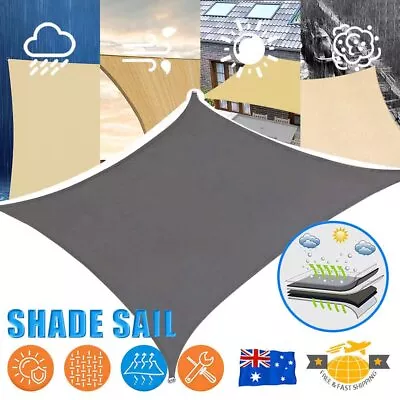 Shade Sail Shade Cloth Grey Gray Sun Triangle Square Rectangle Heavy Duty Shades • $46.16
