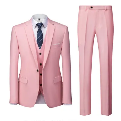 3pcs/set Blazer Dress Suit Coat Vest Pant Men Groom Tuxedo Wedding Blazers Dress • $82.21