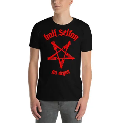 Hail Seitan Gothic Goth Gothic Vegan Veganism Pentagram Unisex T-Shirt • $21