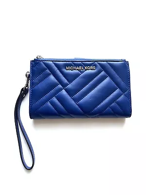 Michael Kors Blue Wristlet Wallet Quilted Leather For Women New Without Tag • $45