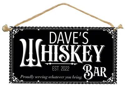Whiskey Bar Wooden Sign Plaque Country Personalised BarGARAGEShed Home • $15