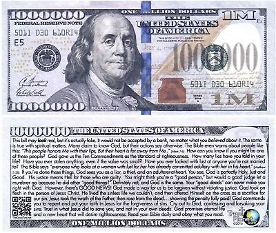 100-pack: Franklin Blue Million Dollar Bill Play Funny Money Gospel Tract Notes • $18.88