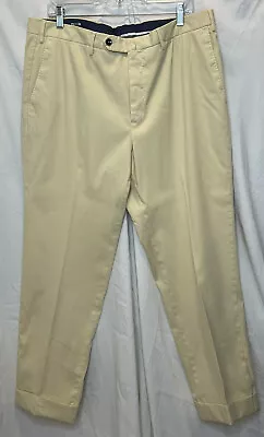 PT Torino Italian Luxury Pants EU 54 US 38 X 28 Gentleman Fit Yellow Cuffed $395 • $23.08