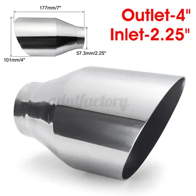 2.25'' Slash Cut  4'' Inlet Single Skin Sports Exhaust Tip Silver Stainless  • £15.99