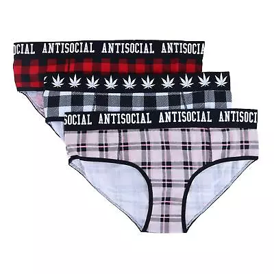 New CTM Women's Boy Leg Plaid Underwear (Pack Of 3) • £10.37