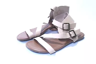 Montego Bay Club Tan Strappy 2 Strap 2 Buckle Brown Flat Sandals Size 7W Womens • $16