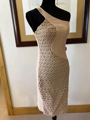 Runway Gianni Versace Nude Lace Accented One Shoulder Dress  Size 40 US 2-4 • $895