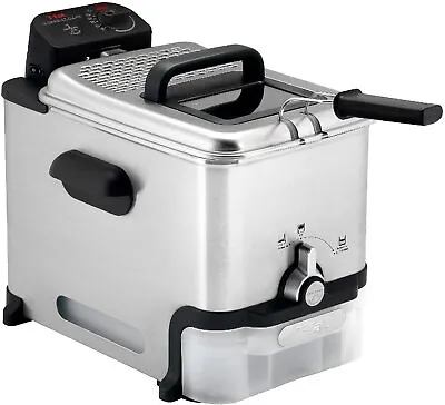 3.5 L Deep Fryer With Basket Stainless Steel Deep Fryer Oil Filtration Silver • $183.29