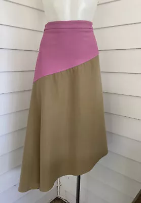 Bassike Pink And Beige Asymmetric Skirt - Size 2 • $85